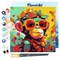 Figured'Art Mini Paint by Numbers Kit for Adults with Frame Fantasy monkey and flowers Small format 8"x8" - Craft Art Painting DIY Canvas Already Stretched on a Wooden Frame